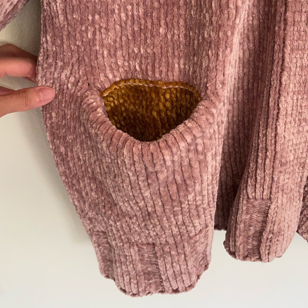 Free People Chunky Mauve Chenille Cardigan - Picture 3 of 5